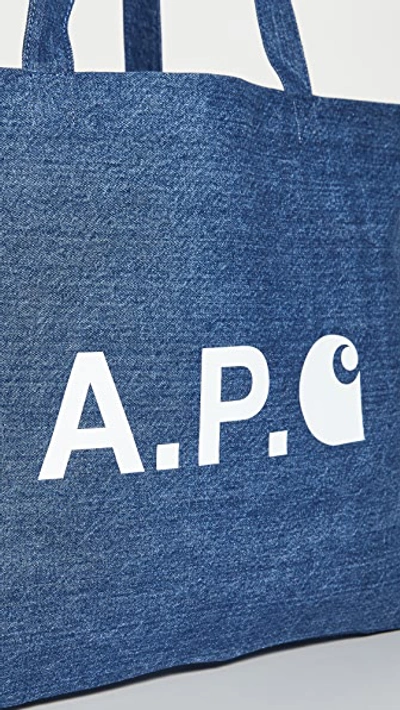 Shop Apc A.p.c. X Carhartt Wip Shopping Tote In Indigo