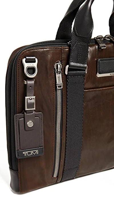 Shop Tumi Alpha Bravo Aviano Slim Briefcase In Dark Brown
