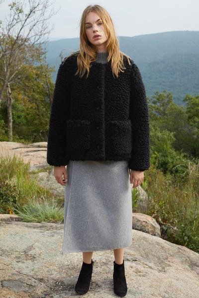 Shop Mansur Gavriel Furry Cashmere Short Jacket In Black