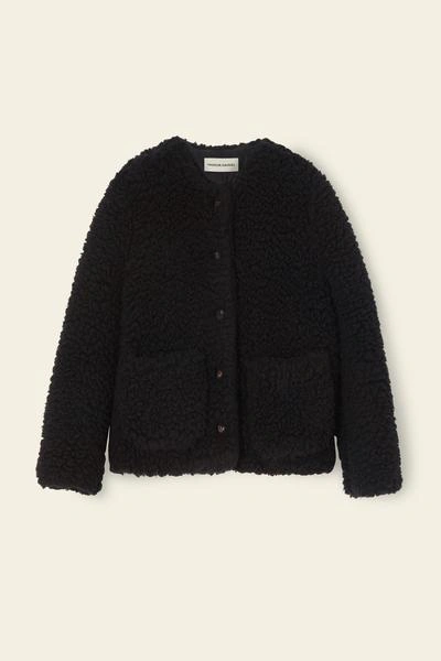 Shop Mansur Gavriel Furry Cashmere Short Jacket In Black