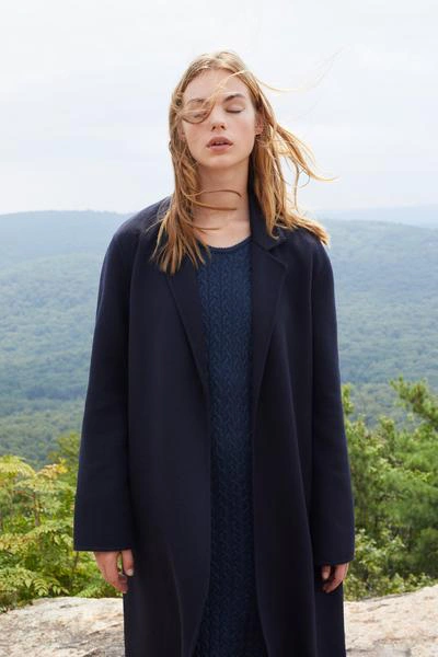 Shop Mansur Gavriel Cashmere Narrow Buttonless Coat In Blu