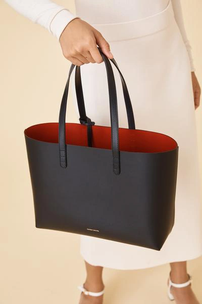 Shop Mansur Gavriel Small Tote In Black/flamma