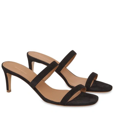 Shop Mansur Gavriel Suede Fino Sandal In Black