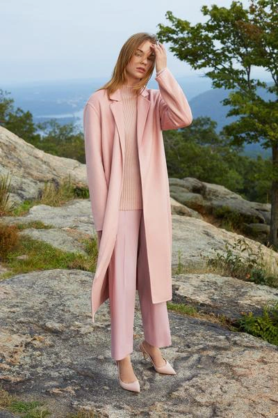 Shop Mansur Gavriel Cashmere Narrow Buttonless Coat In Blush