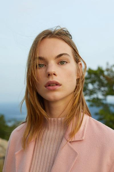 Shop Mansur Gavriel Cashmere Narrow Buttonless Coat In Blush