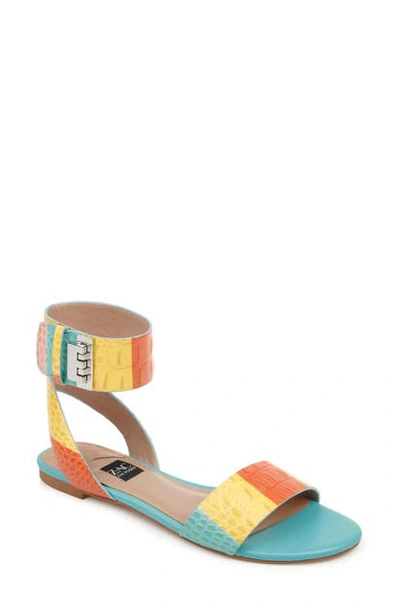Shop Zac Zac Posen Vermont Croc Embossed Ankle Strap Sandal In Rainbow Leather
