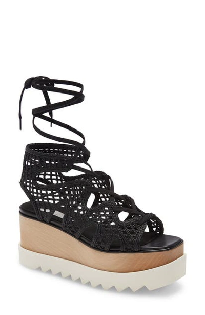 Shop Stella Mccartney Maia Woven Cage Platform Sandal In Black