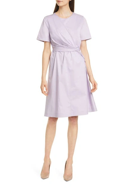 Shop Hugo Boss Delanna Faux Wrap Dress In Lilac