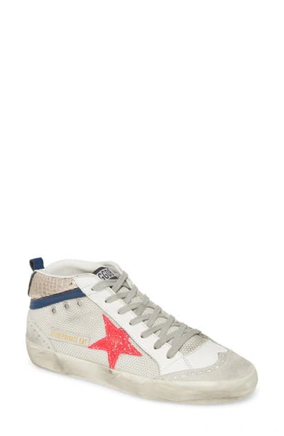 Shop Golden Goose Mid Star High Top Sneaker In Silver Mesh/ Coco/ Pink