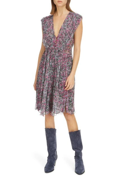 Shop Isabel Marant Print Silk Dress In Faded Night