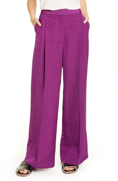 Shop Partow Sands Pleated Wide Leg Pants In Orchid