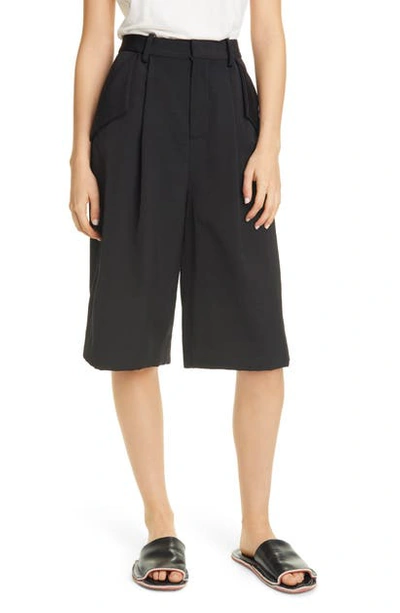 Shop Partow Gordon Pleated Bermuda Shorts In Black