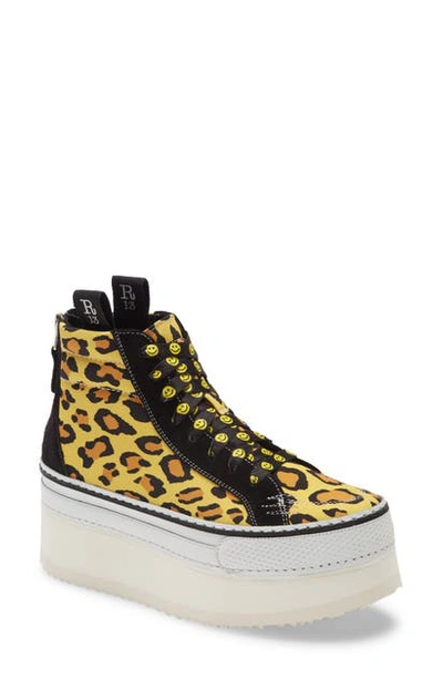 Shop R13 Leopard Print Platform High Top Sneaker In Yellow Leopard