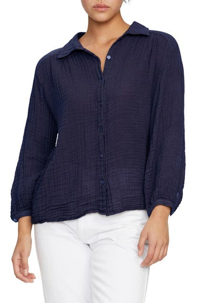 Shop Michael Stars Carrie Button-up Shirt In Admiral