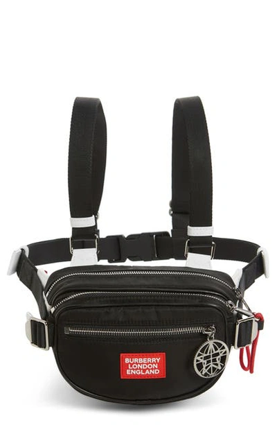 Shop Burberry Cannon Econyl Cannon Harness Bag In Black/ White/ Red