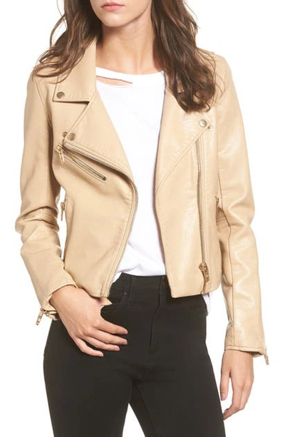 Shop Blanknyc Faux Leather Moto Jacket In Natural Light
