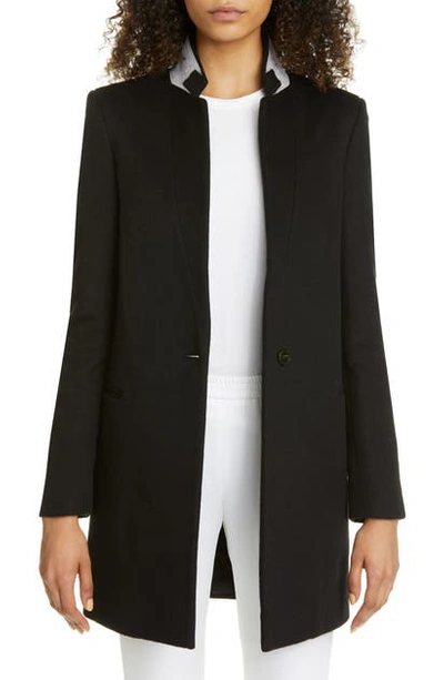 Shop Stella Mccartney Double Face Wool Long Blazer In Black