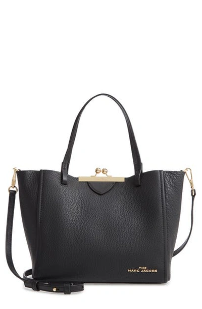 Shop The Marc Jacobs The Kiss Lock Mini Leather Tote In Black