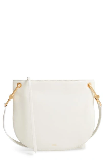 Shop Hugo Boss Kristin Leather Crossbody Bag In Open White