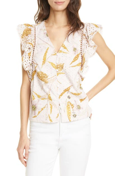 Shop Ted Baker Adaale Ruffle Eyelet Top In Light Pink