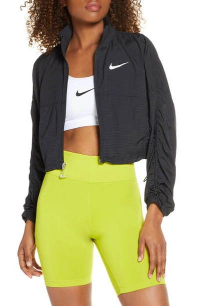 Shop Nike Sportswear Swoosh Crop Jacket In Black/ White