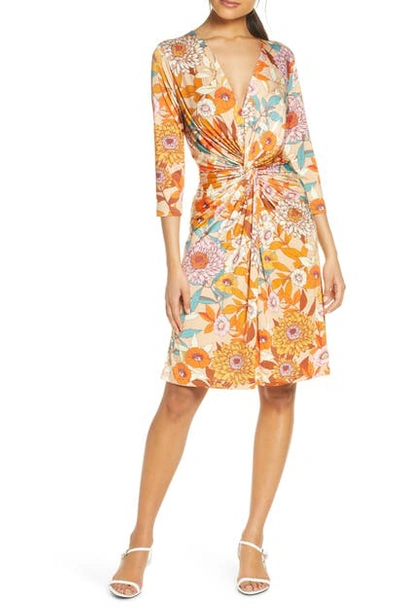 Shop Ilse Jacobsen Floral Twist Jersey Dress In Gina Sesame