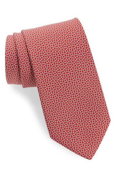 Shop Ferragamo Lampo Gancini Pattern Silk Tie In Rosso