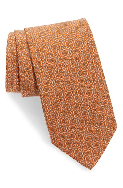 Shop Ferragamo Lampo Gancini Pattern Silk Tie In Arancio