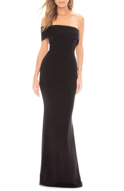 Shop Katie May Titan One-shoulder Cutout Crepe Gown In Black