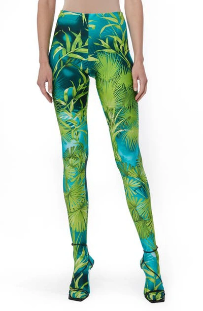 Shop Versace Jungle Print High Waist Leggings In Green And Print