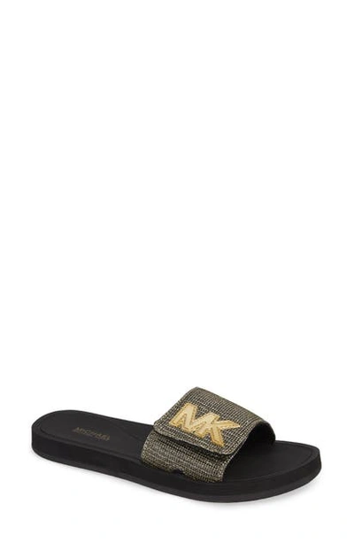 Shop Michael Michael Kors Mk Logo Slide Sandal In Brown
