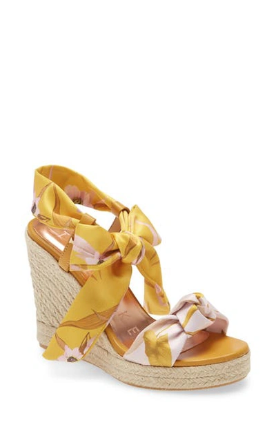 Shop Ted Baker Kelispe Espadrille Wedge Sandal In Yellow Fabric