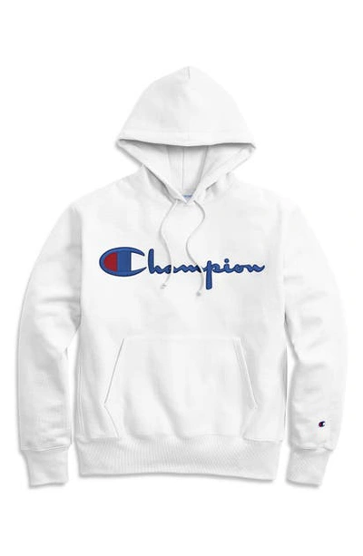 Shop Champion Reverse Weave Script Logo Graphic Hoodie In White