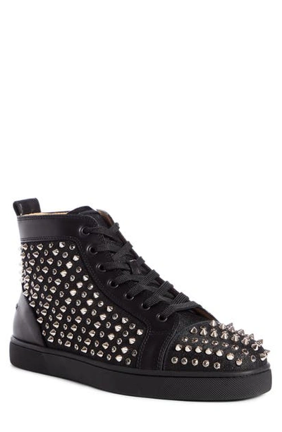 Shop Christian Louboutin Louis Sneaker In Black/black Silver Hem