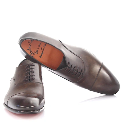 Shop Santoni Business Shoes Oxford 12474 Calfskin In Brown