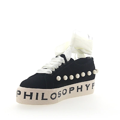 Shop Philosophy Di Lorenzo Serafini Sneakers Suede Beads Logo Print Black