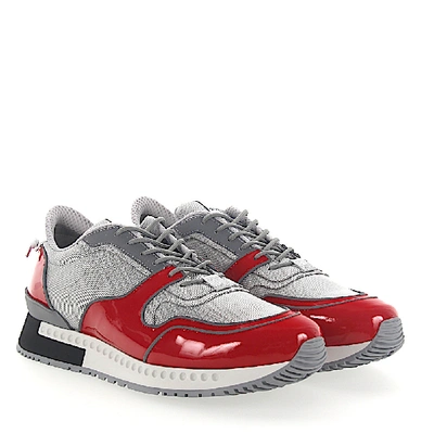 Shop Givenchy Low-top Sneakers Mesh Patent Leather Logo Grey Red