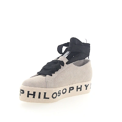 Shop Philosophy Di Lorenzo Serafini Sneakers Suede Logo Print Light Grey In Beige