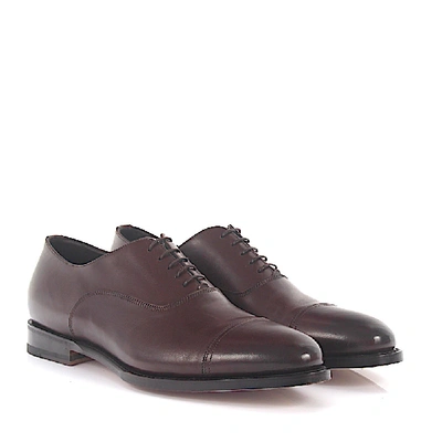 Shop Santoni Business Shoes Oxford 13162 Calfskin In Brown