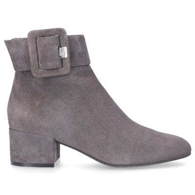 Shop Sergio Rossi Ankle Boots Sr Mia 045 Suede Metallic Grey