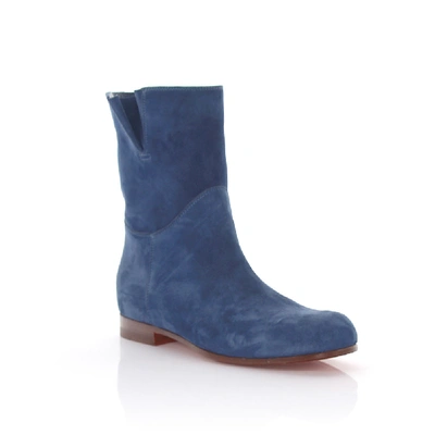 Shop Santoni Boots Suede Blue