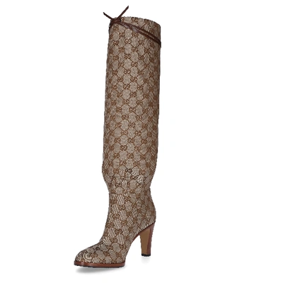 Shop Gucci Boots Long Shaft Ky9v0 In Beige