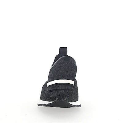 Shop Sergio Rossi Slip-on Sneakers A80840 Fabric Glitter Mesh Black