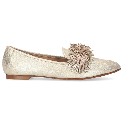 Shop Aquazzura Classic Ballet Flats Wild Loafer In Gold