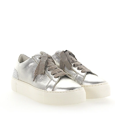 Shop Agl Attilio Giusti Leombruni Women Low-top Sneakers D925012 Smooth Leather Beads Metallic Silver In Gold