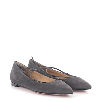 Shop Gianvito Rossi Ankle Strap Ballet Flats G20608 In Grey