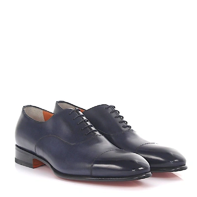 Shop Santoni Business Shoes Oxford 12474 In Blue