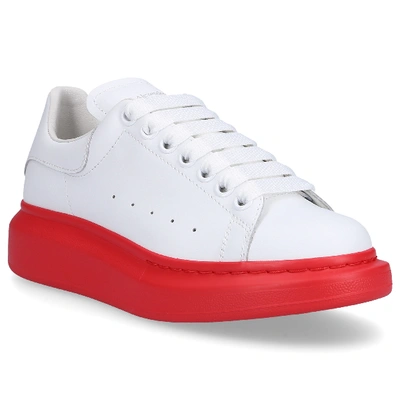 Shop Alexander Mcqueen Low-top Sneakers Larry Calfskin Logo White In Red