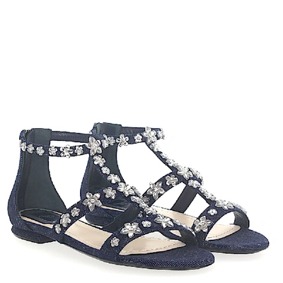 Shop Dior Sandals Garland Denim Blue Jewellery Ornament