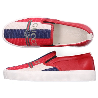 Shop Gucci Sneaker Low 9sp50 Kalbsleder  Webdetails Rot-kombi In Red